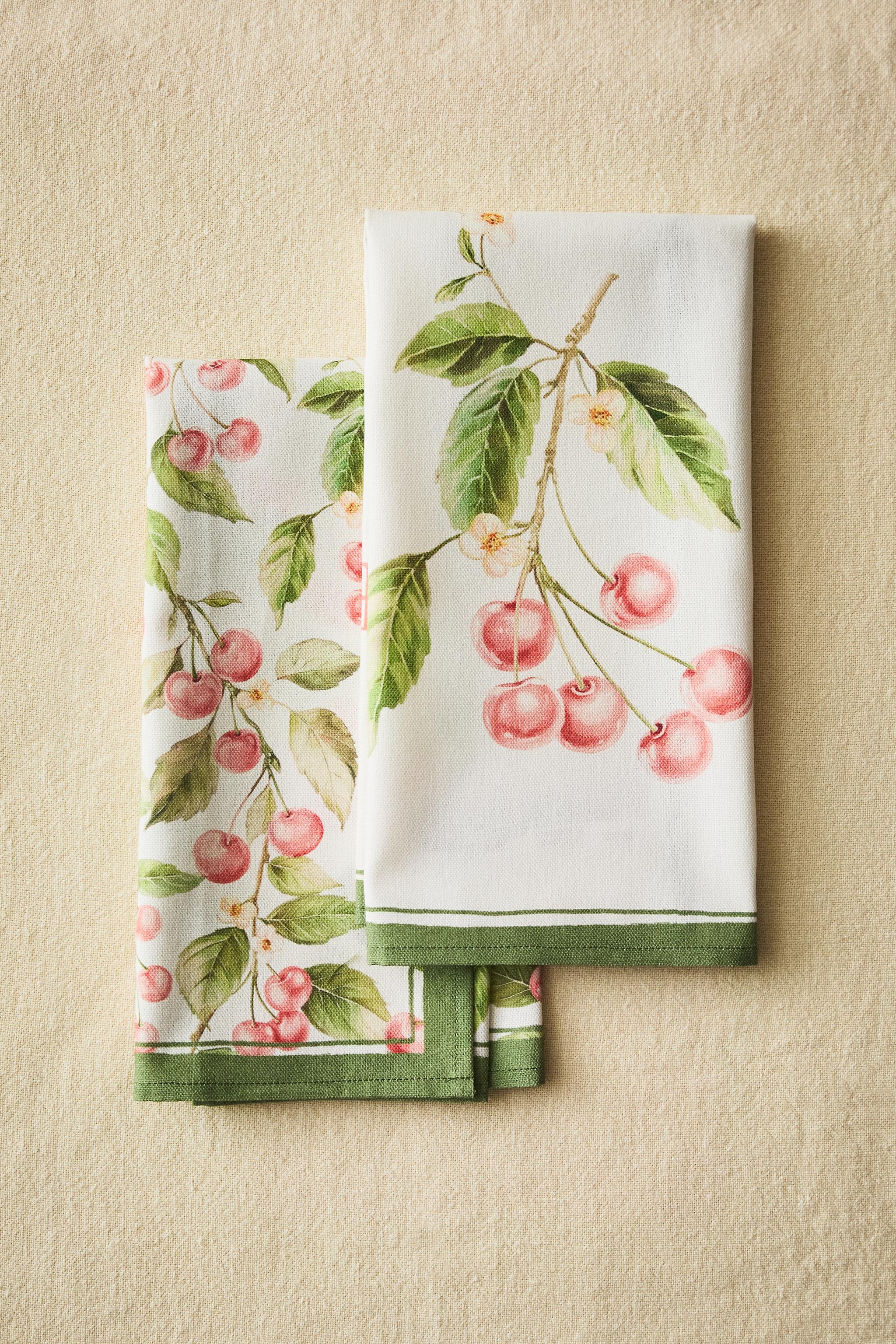 PACK OF CHERRY COTTON KITCHEN TOWELS (SET OF 2)